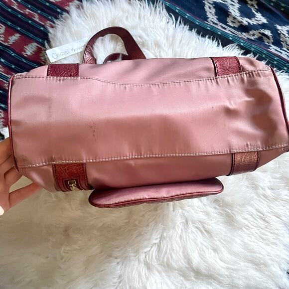 Celine Pink Nylon Triomphe Macadam Monogram Logo Shoulder Bag Purse 90's Y2K - Picture 9 of 16